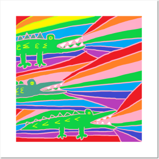 rainbow crocodile Posters and Art